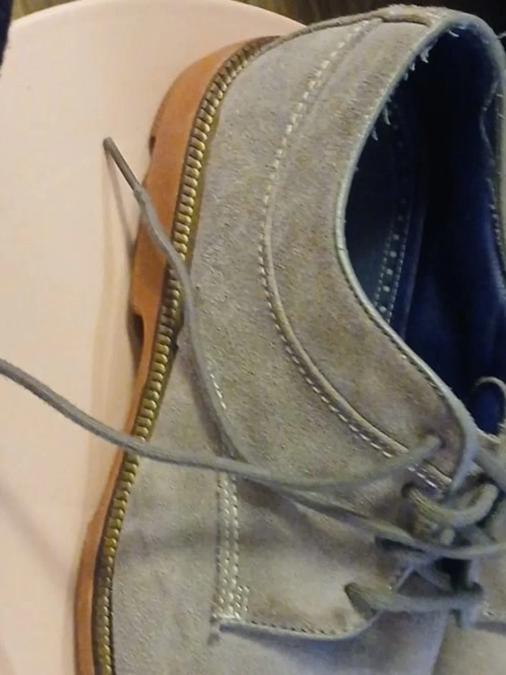 Women's Grey Suede Lace-Up Oxfords